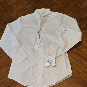 Calvin Klein Teen Boy Mans BNWT White Dress Shirt Buttondown Wedding Prom Work